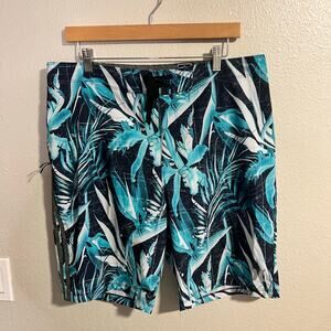 Hurley Men's Blue Tropical Print Swim Trunks Size 34